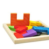 Wooden Tetris Game Educational Toy Jigsaw Puzzle Wood Toys for Children Tangram