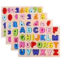 Popular Wooden Toys Early Learning Alphabet Number Puzzle Didactic Wood Toys For Children