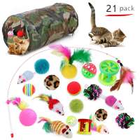 Value Combination 21 Packs Cat Toy Sets including Cat Tunnel Funny Cat Stick Mouse Bell Plush Ball