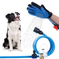 Hot Sale Pet Cleaning Massage Shower Spray Gloves Pet Bathing Massaging Glove Dog Silicone Shower Brush with 3 Faucet Adapters